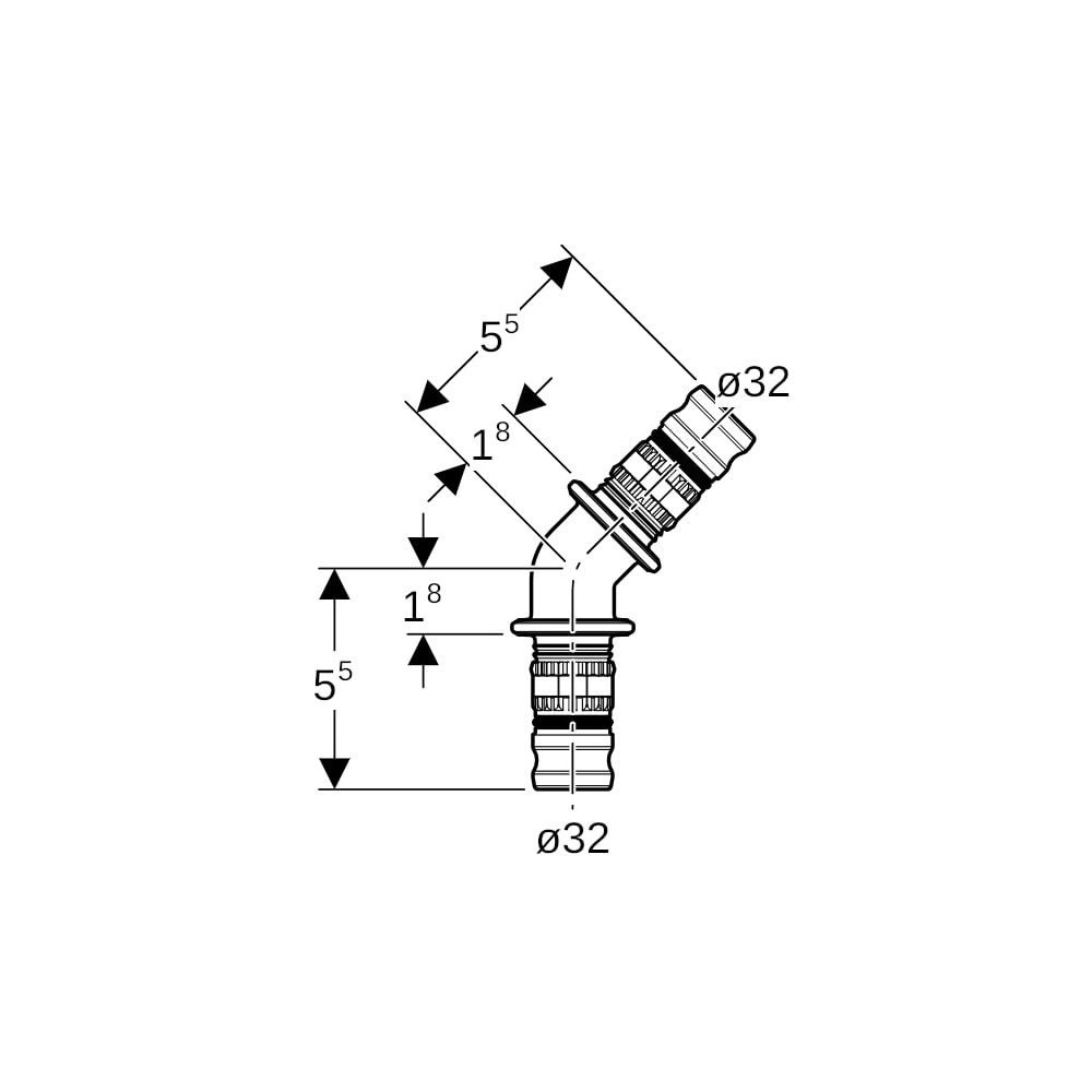 Geberit Mepla Winkel 45 Grad, PVDF, d 32mm... GEBERIT-624245005 4025416678298 (Abb. 5)