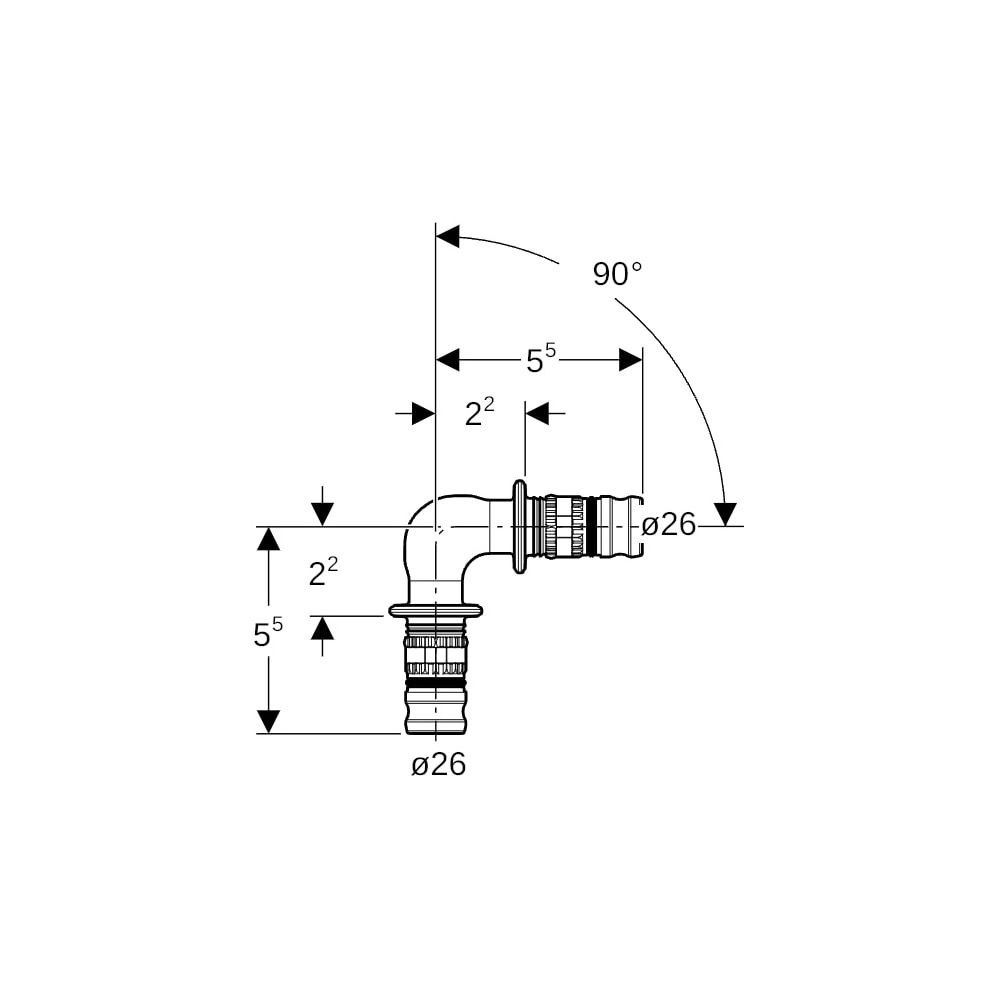 Geberit Mepla Winkel 90 Grad, PVDF, d 26mm... GEBERIT-623271005 4025416678984 (Abb. 5)