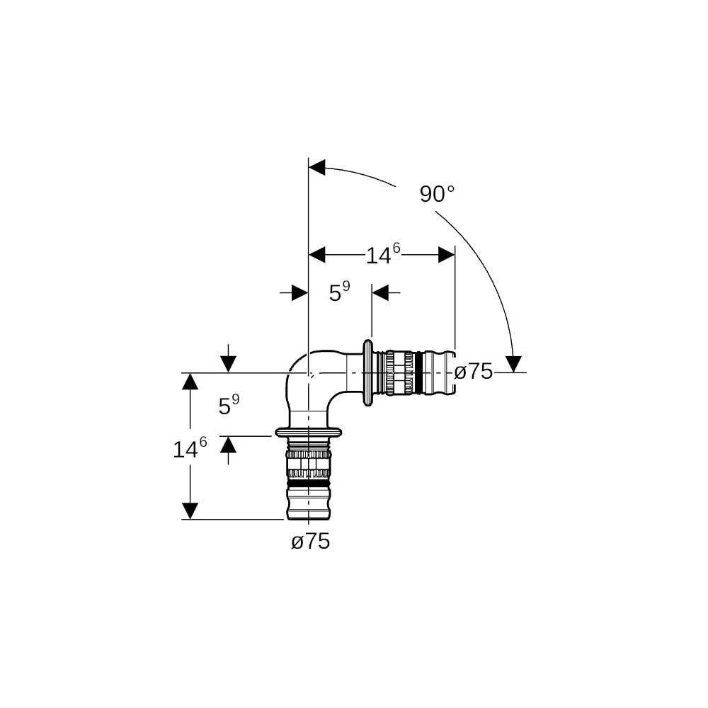 Geberit Mepla Winkel 90 Grad, PVDF, d 75mm... GEBERIT-628271005 4025416806875 (Abb. 5)