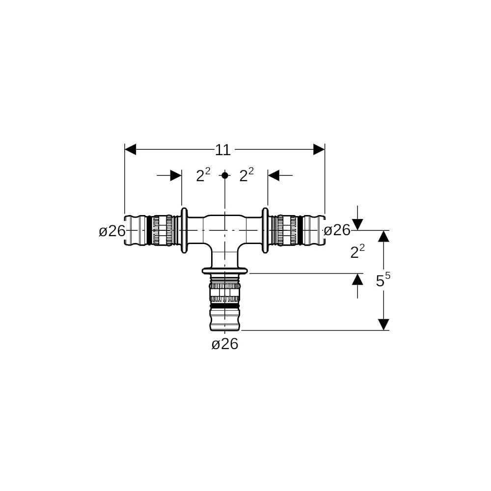 Geberit Mepla T-Stück egal PVDF, d 26mm... GEBERIT-623310005 4025416678991 (Abb. 5)