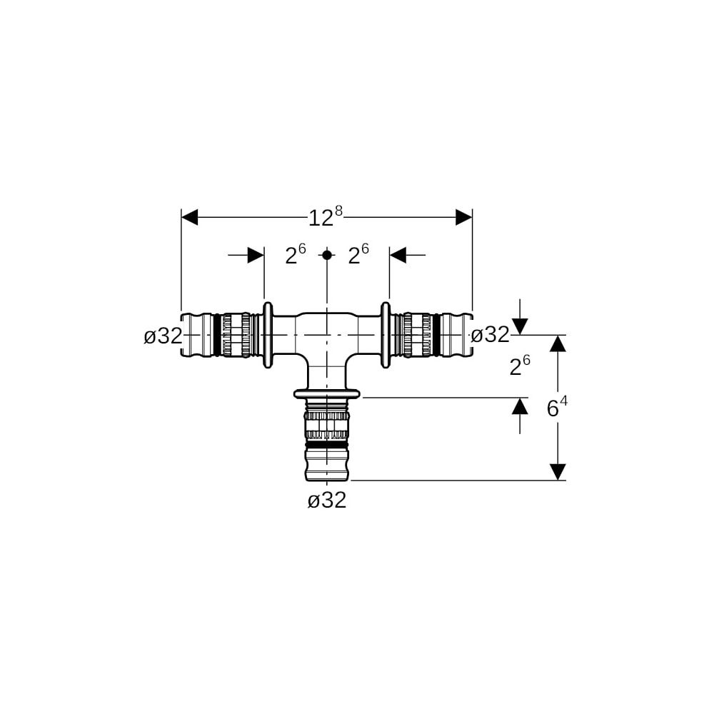 Geberit Mepla T-Stück egal PVDF, d 32mm... GEBERIT-624310005 4025416678311 (Abb. 5)