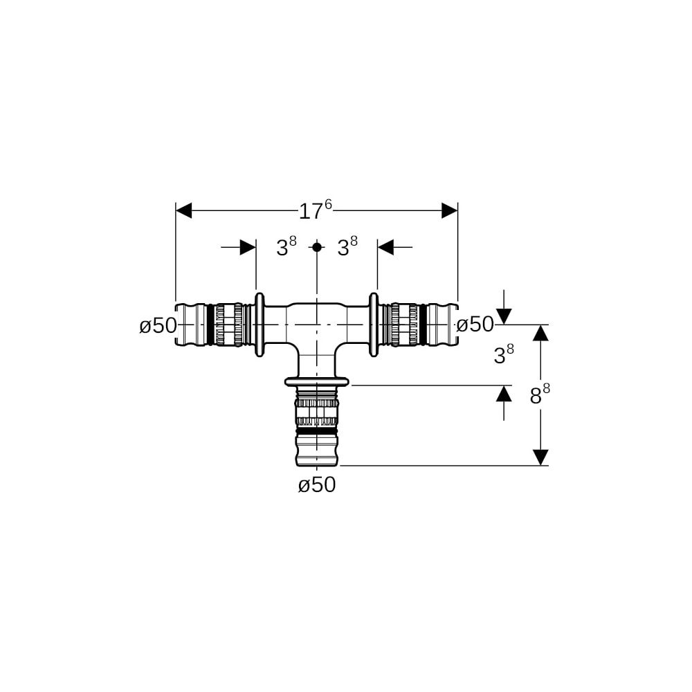 Geberit Mepla T-Stück egal PVDF, d 50mm... GEBERIT-626310005 4025416678625 (Abb. 5)