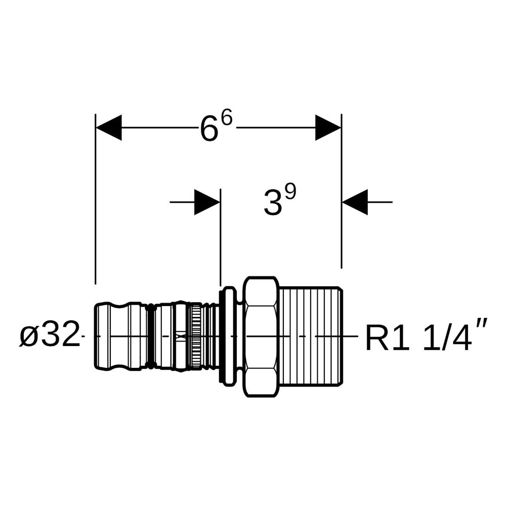 Geberit Mepla Übergang mit Außengewinde, D 32mm, R 1 1/4", Rotguss bleifrei... GEBERIT-604538005 4025416679622 (Abb. 7)