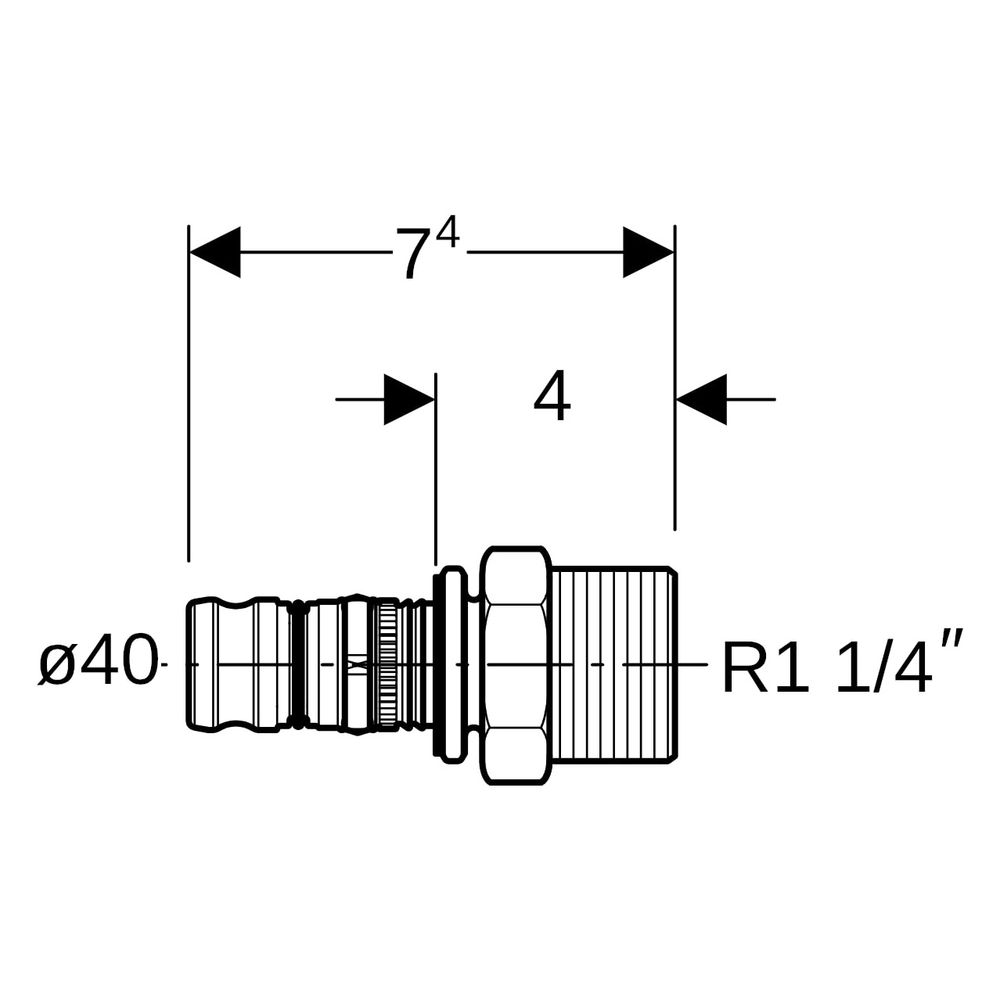 Geberit Mepla Übergang mit Außengewinde, D 40mm, R 1 1/4", Rotguss bleifrei... GEBERIT-605538005 4025416680192 (Abb. 7)