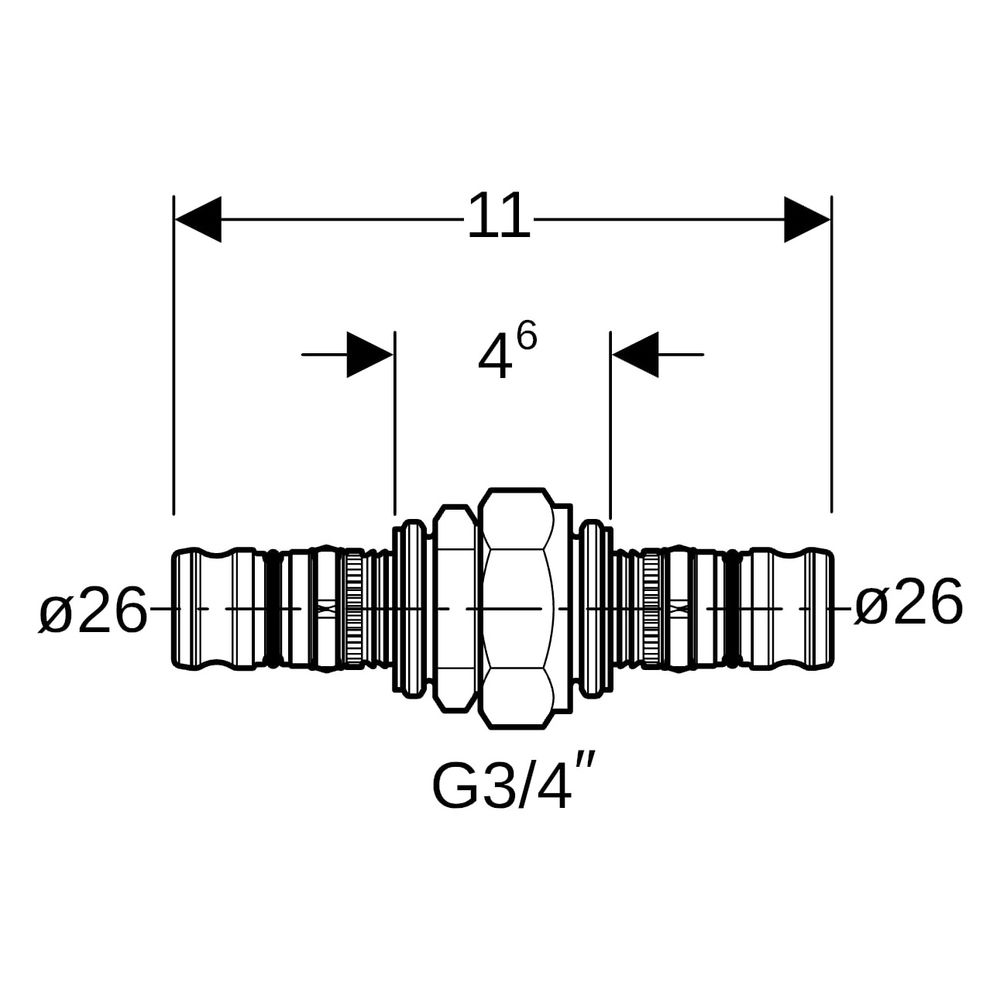Geberit Mepla Verschraubung, DN 20, 26mm, 3/4", Rotguss, 603571005... GEBERIT-603571005 4025416679417 (Abb. 7)