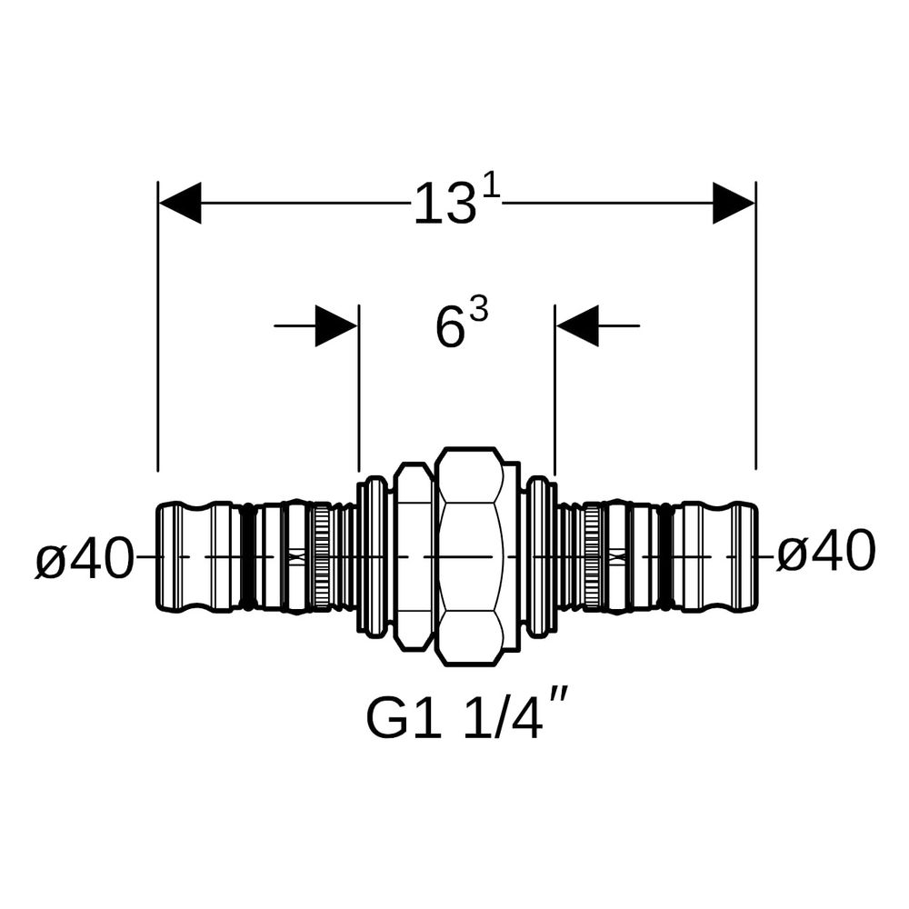 Geberit Mepla Verschraubung gerade, DN 32, 40mm, G 1 1/4", Rotguss bleifrei, Bronze... GEBERIT-605571005 4025416679790 (Abb. 7)