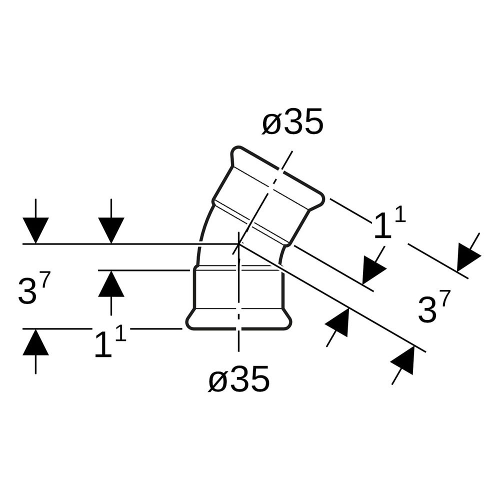 Geberit Bogen Mapress, 30 Grad, 35mm, Edelstahl, 36125... GEBERIT-36125 4024723361251 (Abb. 8)