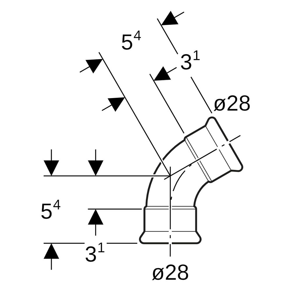 Geberit Mapress Bogen 60 Grad, DN 25, 28mm, Edelstahl, 36164... GEBERIT-36164 4024723361640 (Abb. 8)