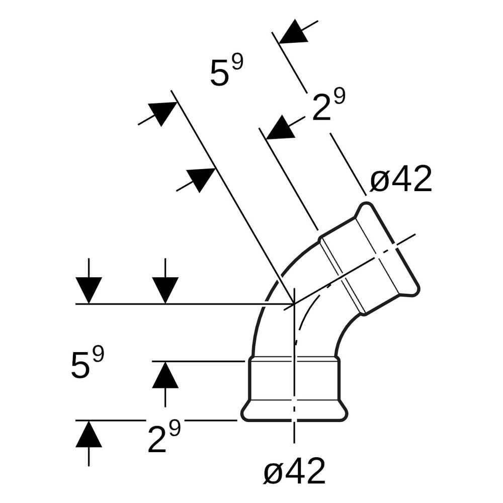 Geberit Mapress Edelstahl Bogen 60 Grad, DN 40, 42mm, Edelstahl, 36166... GEBERIT-36166 4024723361664 (Abb. 8)
