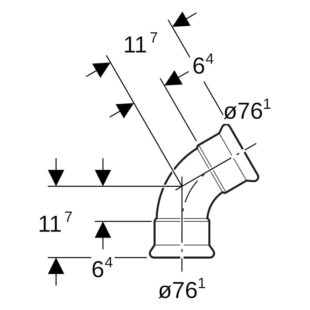 Geberit Mapress Bogen, 60 Grad, DN 65, 76,1mm, Edelstahl, 36168... GEBERIT-36168 4024723361688 (Abb. 8)