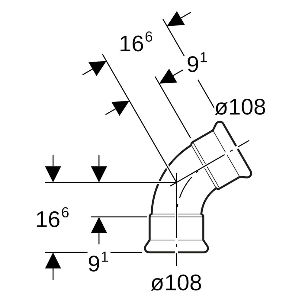 Geberit Bogen Mapress, 60 Grad, DN 100, 108mm, Edelstahl, 36170... GEBERIT-36170 4024723361701 (Abb. 8)