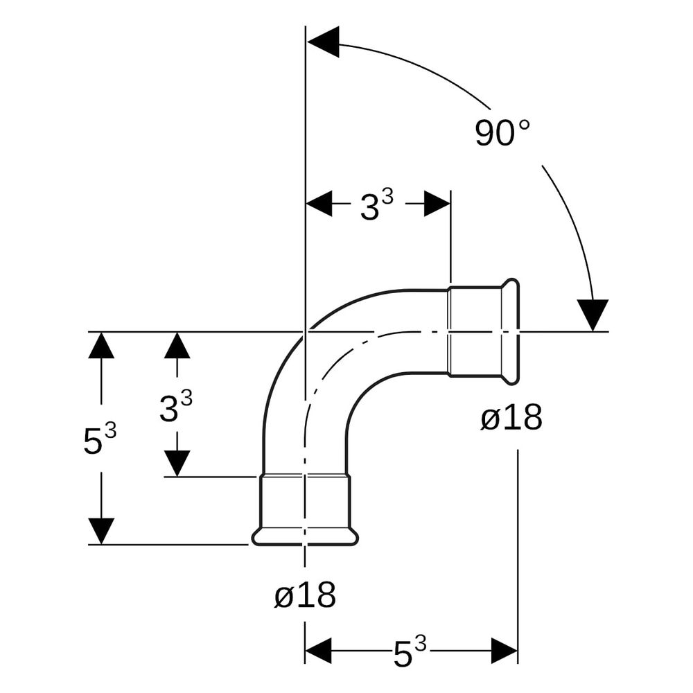Geberit Bogen Mapress C-Stahl 90 Grad, 18mm, Stahl, Edelstahl, 20103... GEBERIT-20103 4024723201038 (Abb. 8)