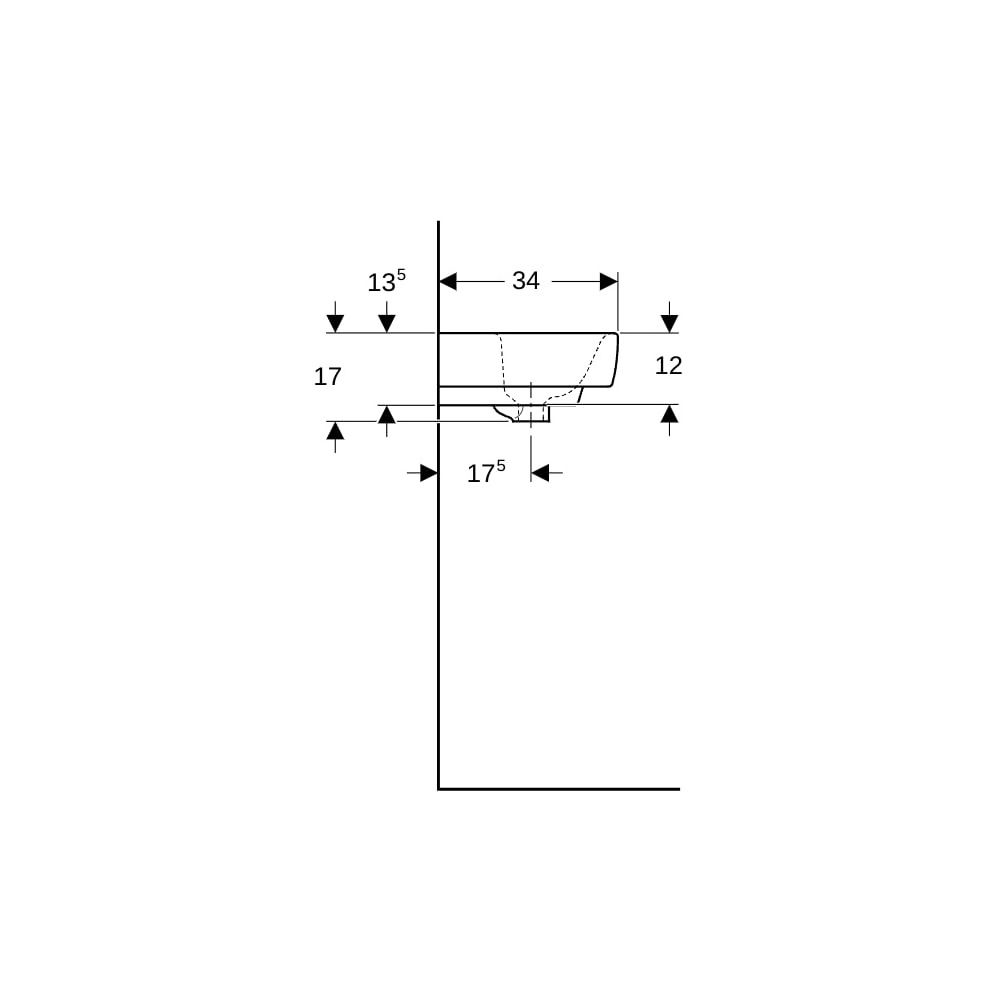 Geberit Renova Plan Handwaschbecken, 45x17x34cm, ohne Hahnloch, ohne Überlauf, Weiß... GEBERIT-501627001 4025410858245 (Abb. 9)