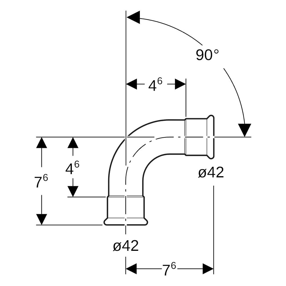 Geberit Mapress Bogen 90 Grad, 42mm, Kupfer, 60107... GEBERIT-60107 4024723601074 (Abb. 8)