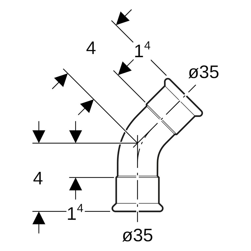 Geberit Mapress Kupfer Bogen, Gas, 45 Grad, Außendurchmesser 35mm, 34518... GEBERIT-34518 4024723345183 (Abb. 8)