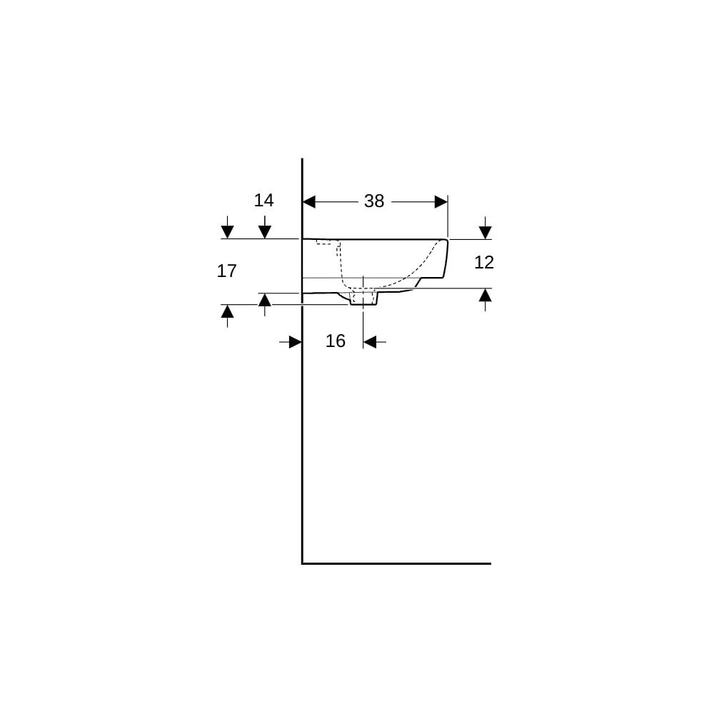 Geberit Renova Plan Handwaschbecken mit asymmetrischem Überlauf, 50x16,5x38cm, Hahnl... GEBERIT-501628001 4025410858313 (Abb. 9)