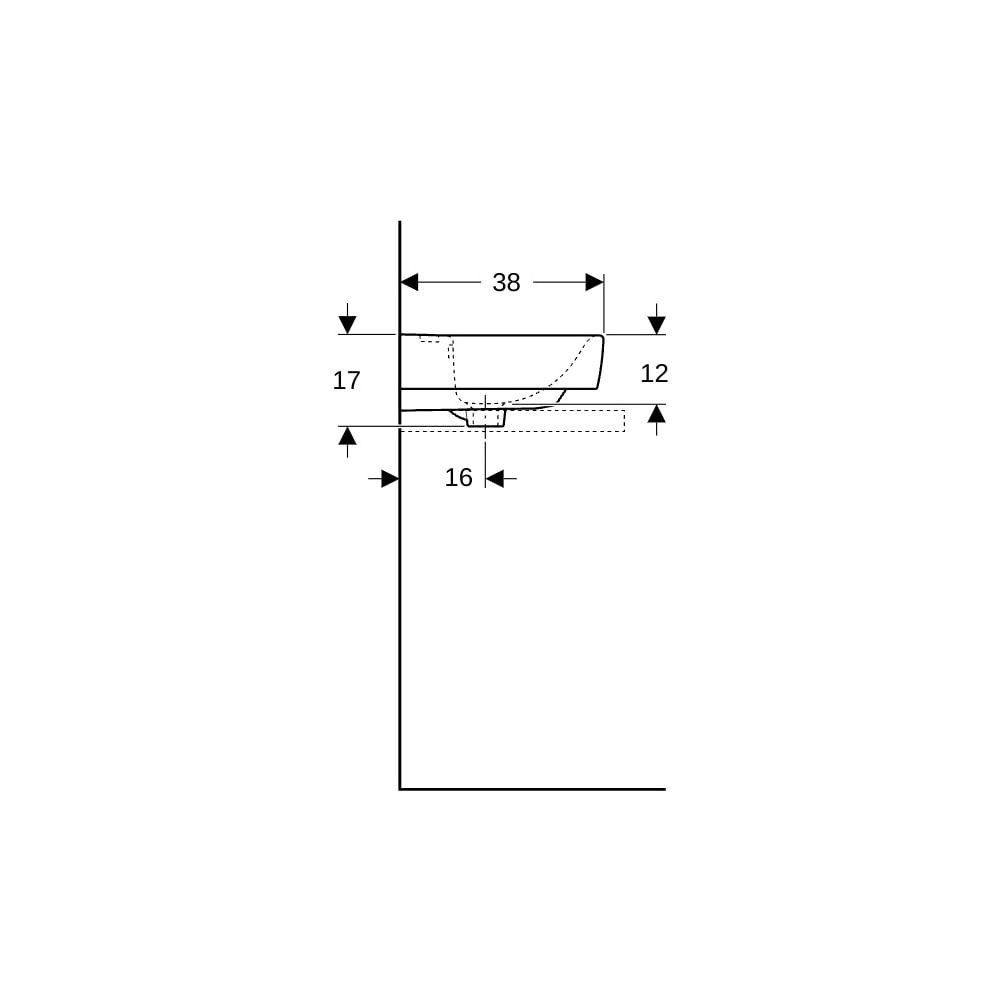 Geberit Renova Plan Aufsatzhandwaschbecken, asymmetrischem Überlauf, B 50cm T 38cm H... GEBERIT-501719001 4025410868473 (Abb. 9)