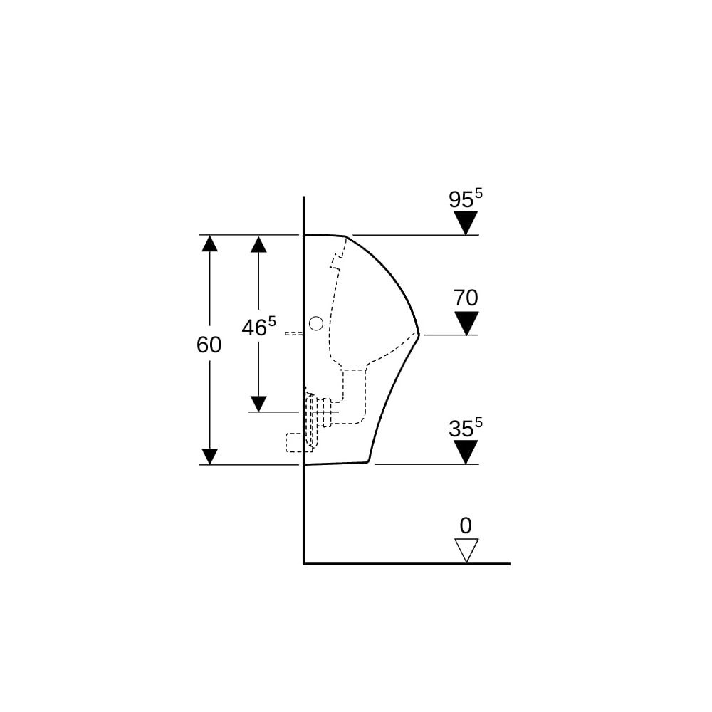 Geberit Narva Urinal Zulauf von hinten, Abgang von hinten, KeraTect, Weiß... GEBERIT-501655008 4025410950864 (Abb. 9)
