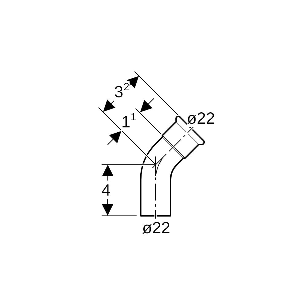 Geberit Mapress Edelstahl Bogen mit Einschubende 45 Grad, Außendurchmesser 22mm... GEBERIT-30704 4024723307044 (Abb. 5)