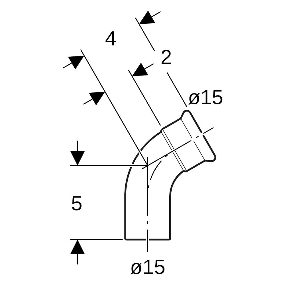 Geberit Mapress Edelstahl Bogen mit Einschubende 60 Grad, Außendurchmesser 15mm... GEBERIT-36171 4024723361718 (Abb. 8)