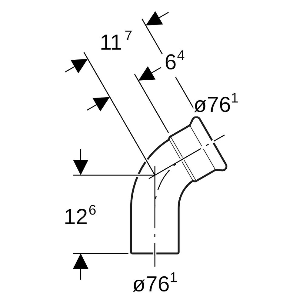 Geberit Mapress Edelstahl Bogen mit Einschubende 60 Grad, Außendurchmesser 76,1mm... GEBERIT-36178 4024723361787 (Abb. 8)