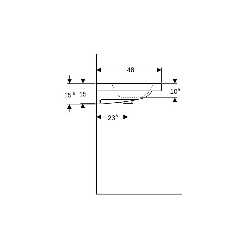 Geberit iCon Light Waschtisch, Breite 60cm, Tiefe 48cm, Hahnloch mittig, Überlauf si... GEBERIT-501834002 4025410894588 (Abb. 9)