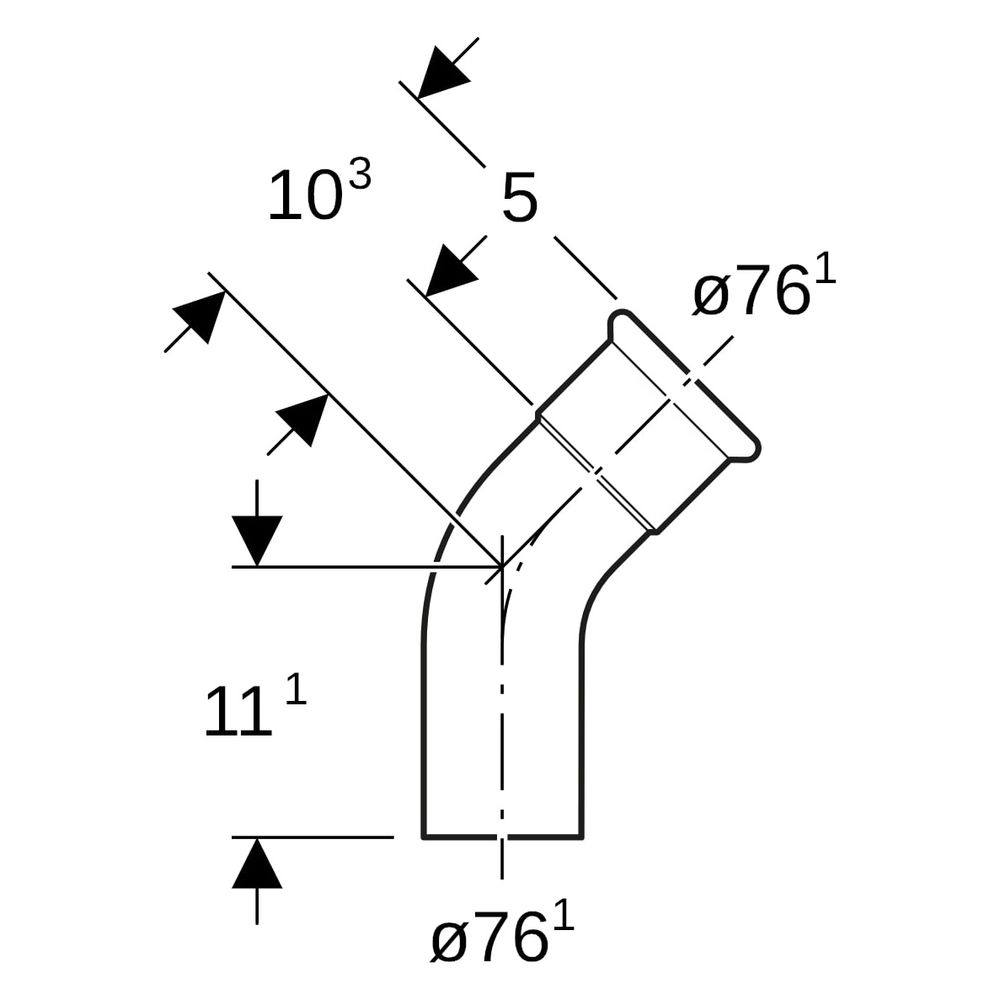 Geberit Mapress C-Stahl Bogen mit Einschubende 45 Grad, Außendurchmesser 76,1mm... GEBERIT-20709 4024723207092 (Abb. 8)