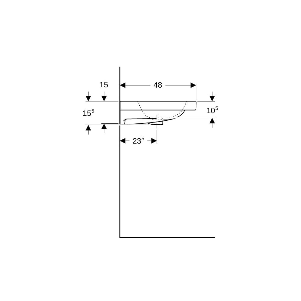 Geberit iCon Light Waschtisch, Breite 90cm, Tiefe 48cm, ohne Hahnloch, Überlauf sic... GEBERIT-501836004 4025410894762 (Abb. 10)