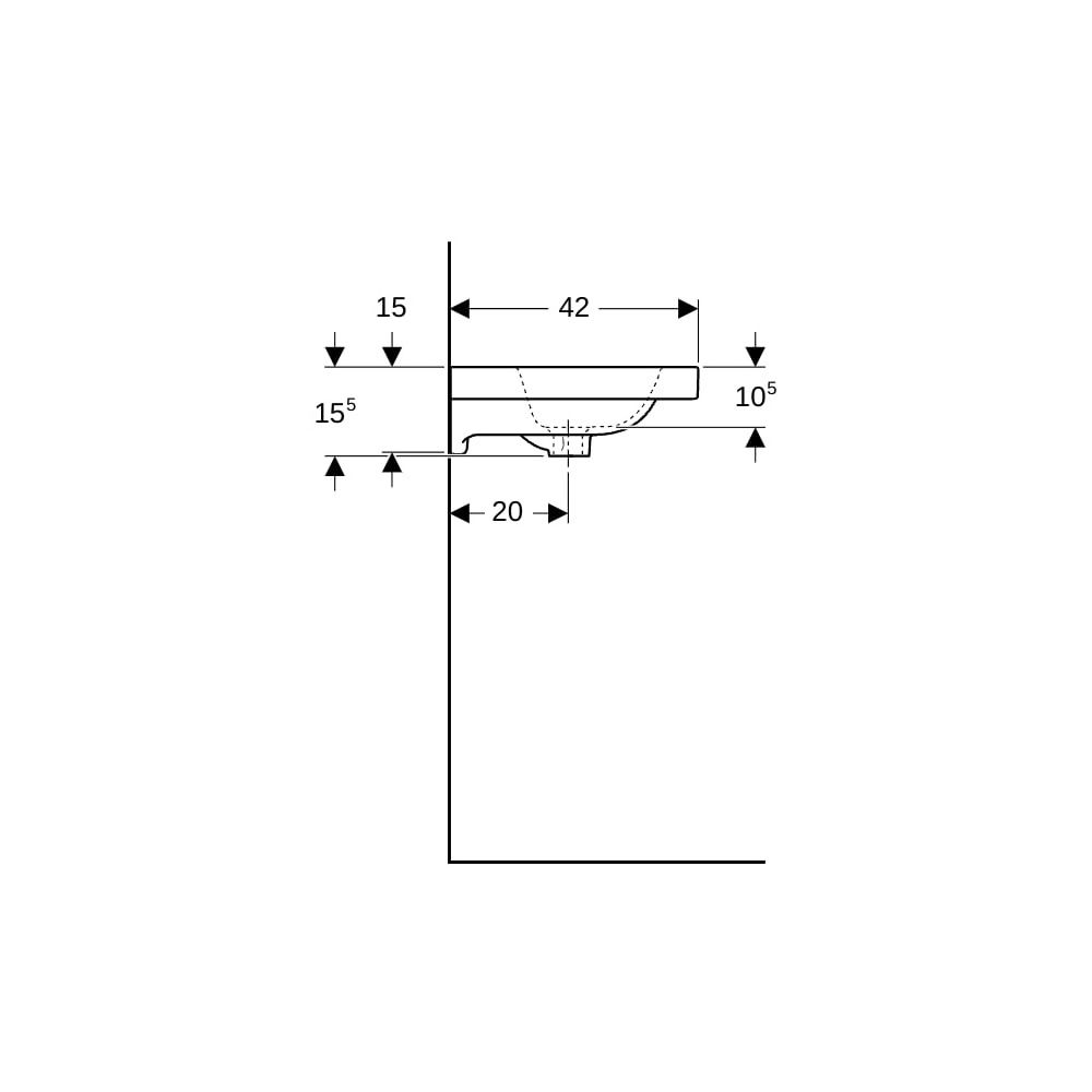 Geberit iCon Light Waschtisch verkürzte Ausladung, Breite 60cm, Tiefe 42cm, ohne Hah... GEBERIT-501841007 4025410895196 (Abb. 9)