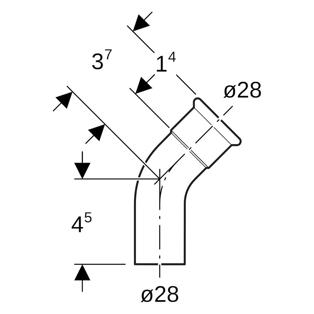 Geberit Mapress Kupfer Bogen mit Einschubende 45 Grad, Außendurchmesser 28mm... GEBERIT-60705 4024723607052 (Abb. 8)