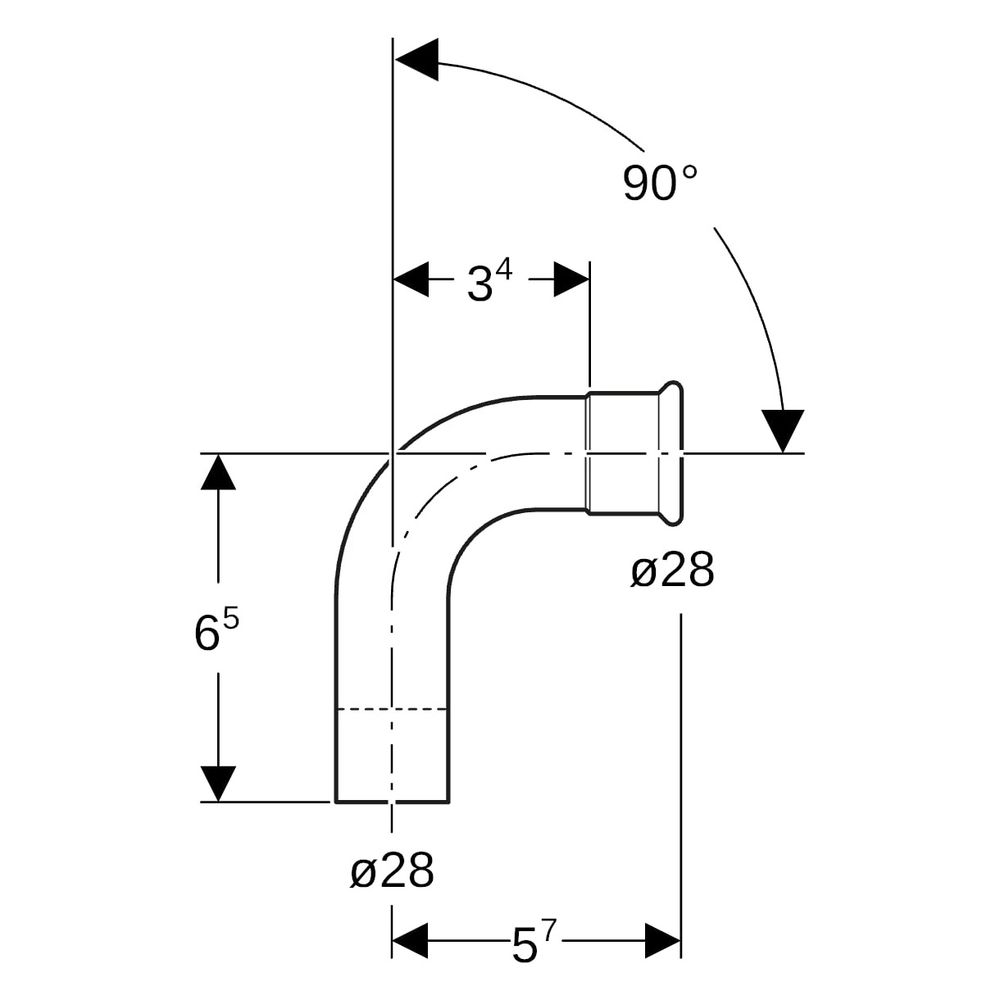 Geberit Mapress Kupfer Bogen mit Einschubende 90 Grad, Außendurchmesser 28mm... GEBERIT-60305 4024723603054 (Abb. 8)