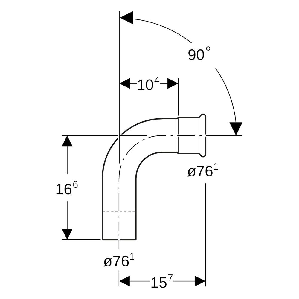 Geberit Mapress Kupfer Bogen mit Einschubende 90 Grad, Außendurchmesser 76,1mm... GEBERIT-60311 4024723603115 (Abb. 8)