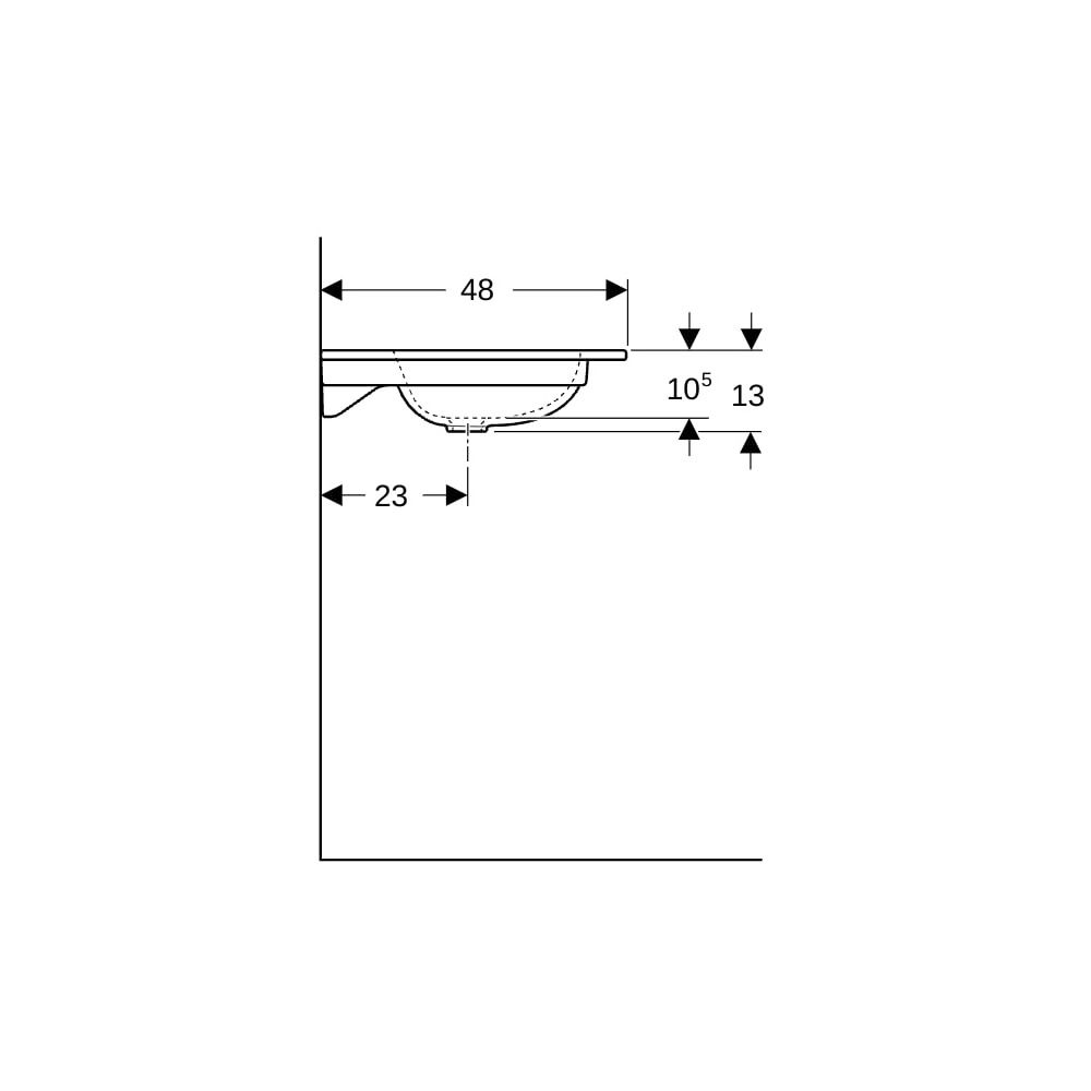 Geberit iCon Möbelwaschtisch, Breite 60cm, Tiefe 48cm, Hahnloch mittig, ohne Überlau... GEBERIT-501843001 4025410895295 (Abb. 9)