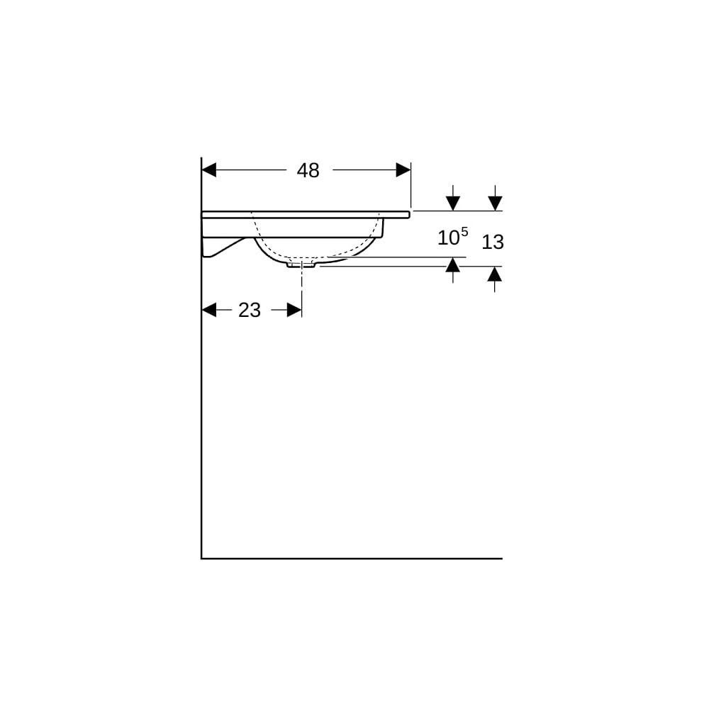 Geberit iCon Möbelwaschtisch, Breite 120cm, Tiefe 48cm, Hahnloch links, rechts, ohne... GEBERIT-501846001 4025410895417 (Abb. 9)