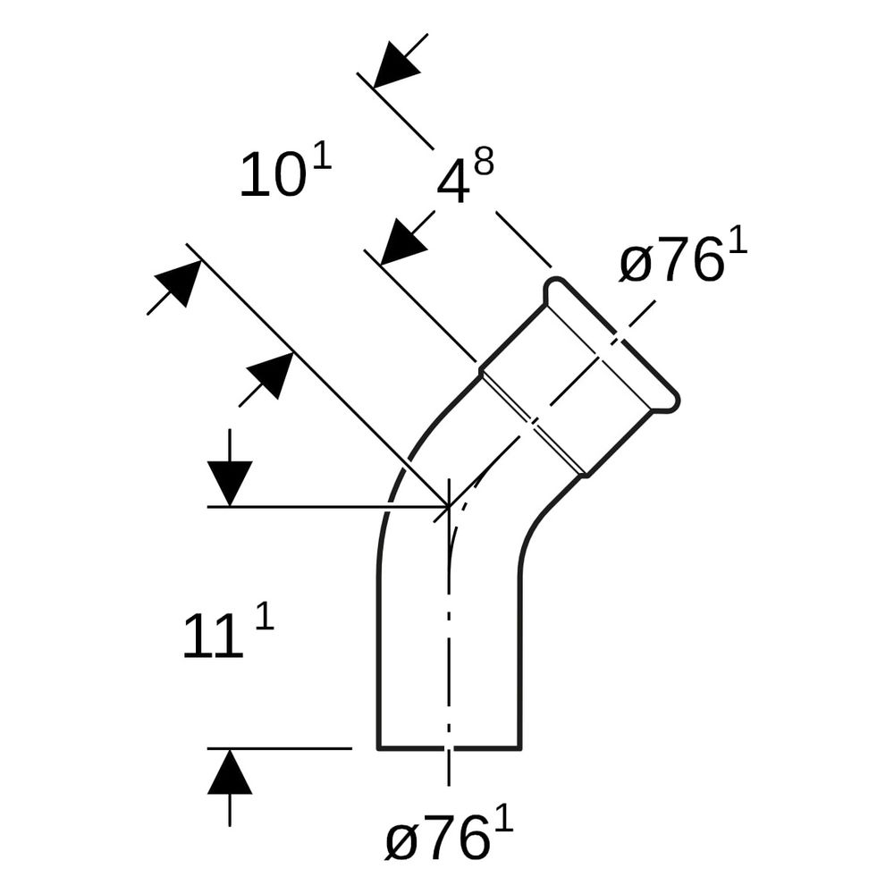 Geberit Bogen Mapress Therm mit Einschubende, 45 Grad, DN 65, 76,1mm, Edelstahl... GEBERIT-42709 4025410096807 (Abb. 7)
