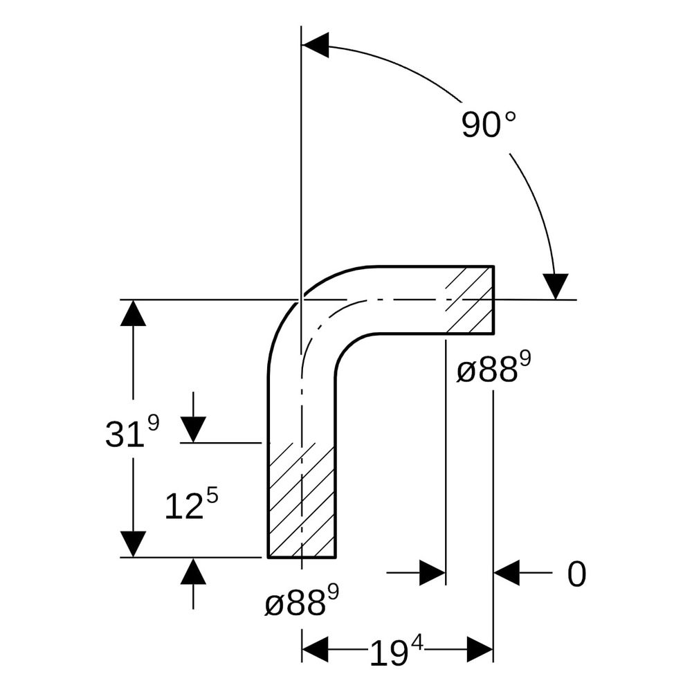 Geberit Mapress Edelstahl Passbogen 90 Grad, Außendurchmesser 88,9mm, 30090... GEBERIT-30090 4024723300908 (Abb. 6)