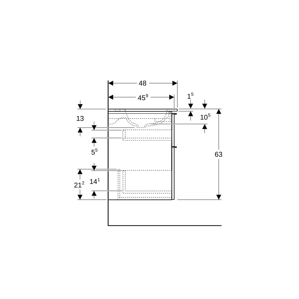 Geberit iCon Set Möbelwaschtisch schmaler Rand 2 Schubladen Ansch. 75cm KeraTect We... GEBERIT-502332012 4025410941916 (Abb. 10)