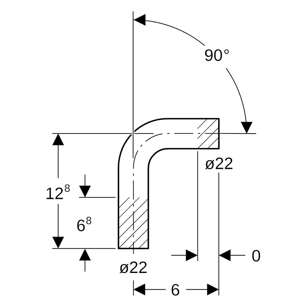 Geberit Passbogen Mapress, 90 Grad, DN 20, 22mm, Kupfer, Kupfer, 60084... GEBERIT-60084 4024723600848 (Abb. 6)