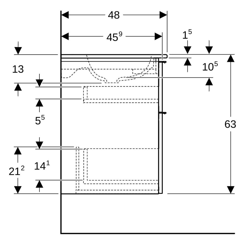 Geberit iCon Set Möbelwaschtisch schmaler Rand 2 Schubladen Ansch. 90cm Sandgrau la... GEBERIT-502337JL1 4025410943538 (Abb. 12)