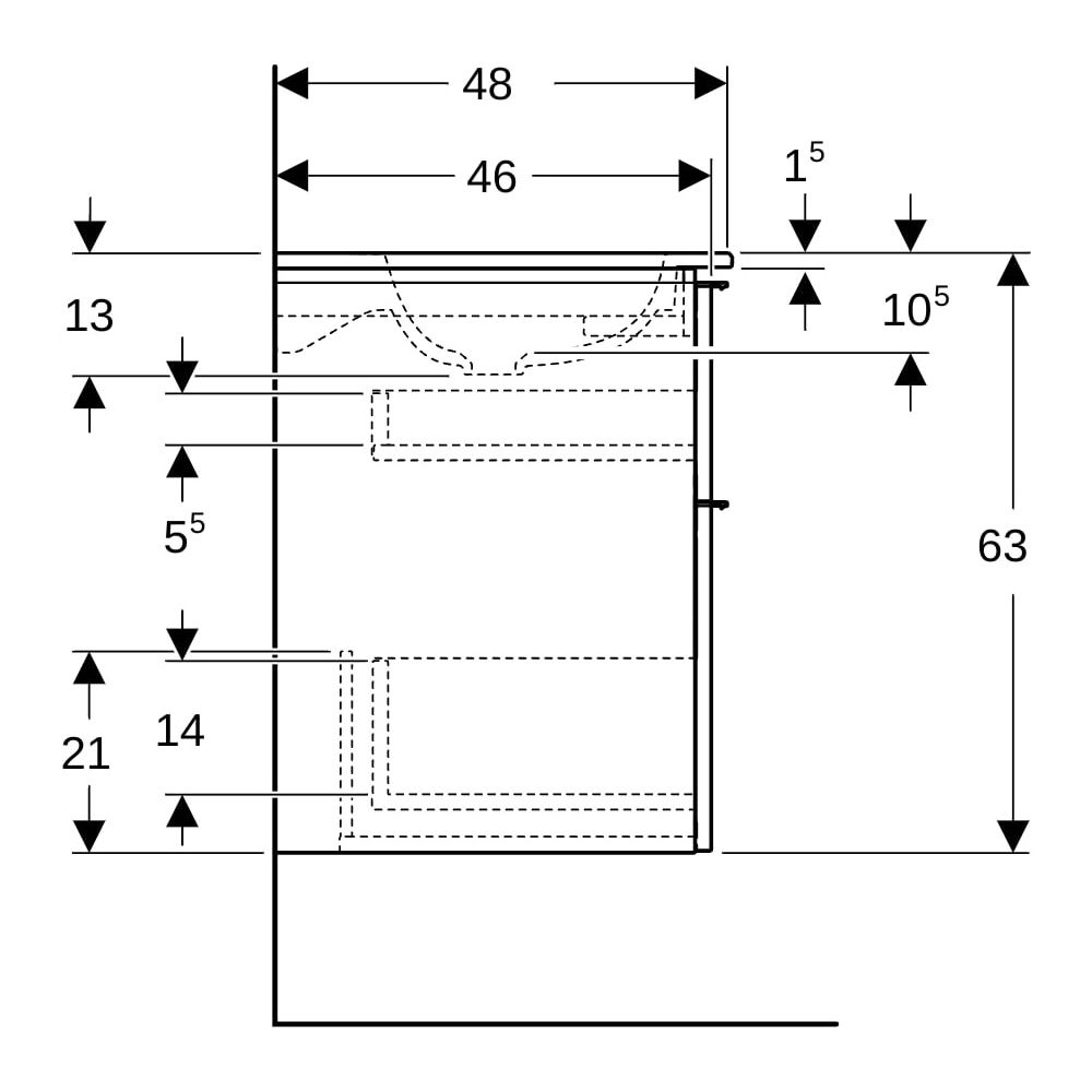 Geberit iCon Set Möbelwaschtisch schmaler Rand 2 Schubladen Ansch. 120cm Sandgrau l... GEBERIT-502338JL1 4025410943576 (Abb. 12)