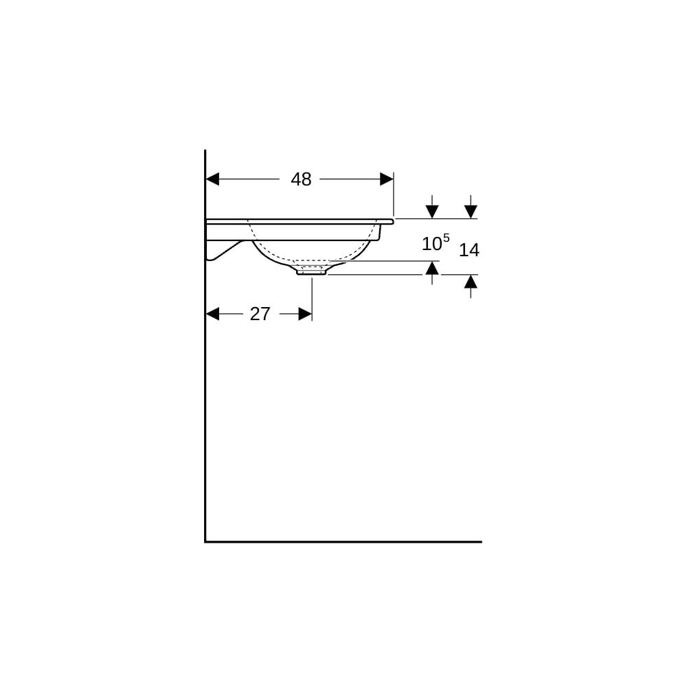Geberit ONE Möbelwaschtisch Abgang vertikal, Breite 120cm, Tiefe 48cm, ohne Hahnloch... GEBERIT-505011015 4025410953605 (Abb. 9)
