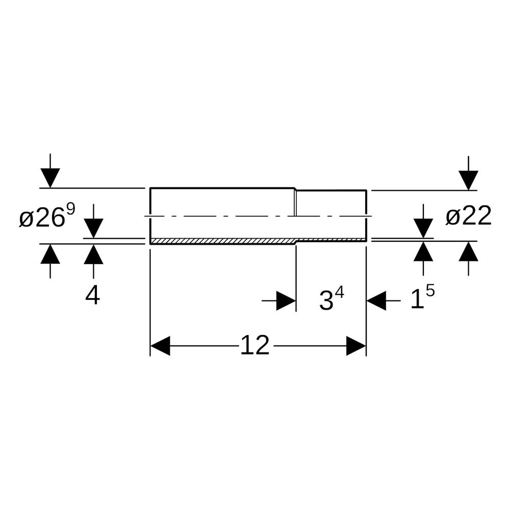 Geberit Mapress C-Stahl Übergang mit Einschub- und Schweißende Außendurchmesser 22mm... GEBERIT-12414 4024723124146 (Abb. 6)