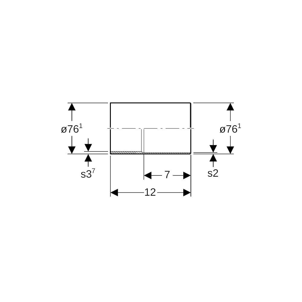 Geberit Mapress C-Stahl Übergang mit Einschub-und Schweißende Außendurchmesser 76,1mm... GEBERIT-12419 4024723124191 (Abb. 7)