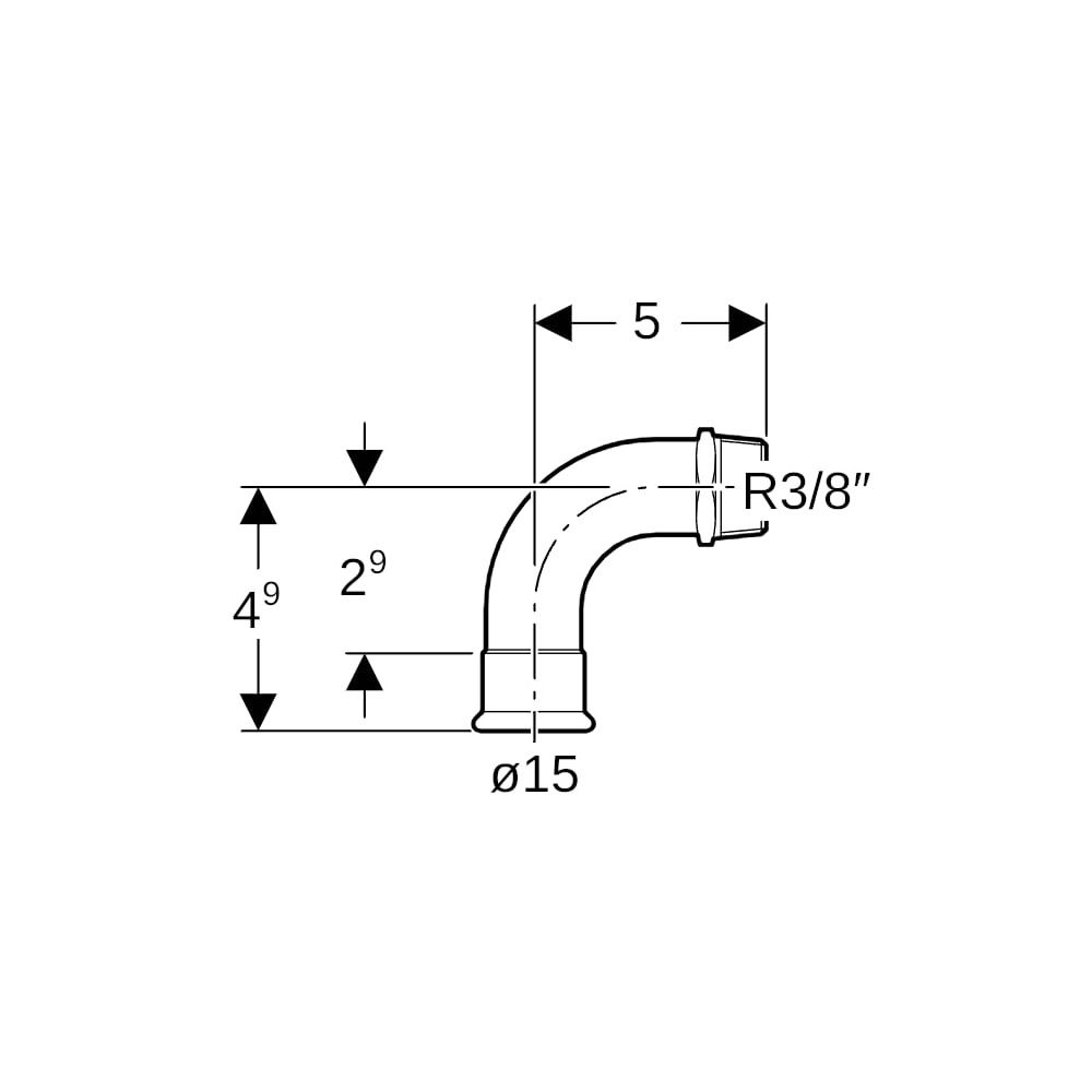 Geberit Mapress Edelstahl Übergangsbogen 90 Grad mit Außengewinde d 15mm, R 3/8″... GEBERIT-30502 4024723305026 (Abb. 5)