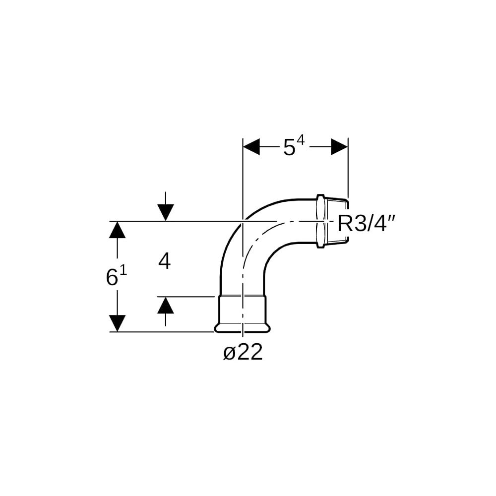 Geberit Mapress C-Stahl Übergangsbogen 90 Grad mit Außengewinde d 22mm, R 3/4″... GEBERIT-20507 4024723205074 (Abb. 5)