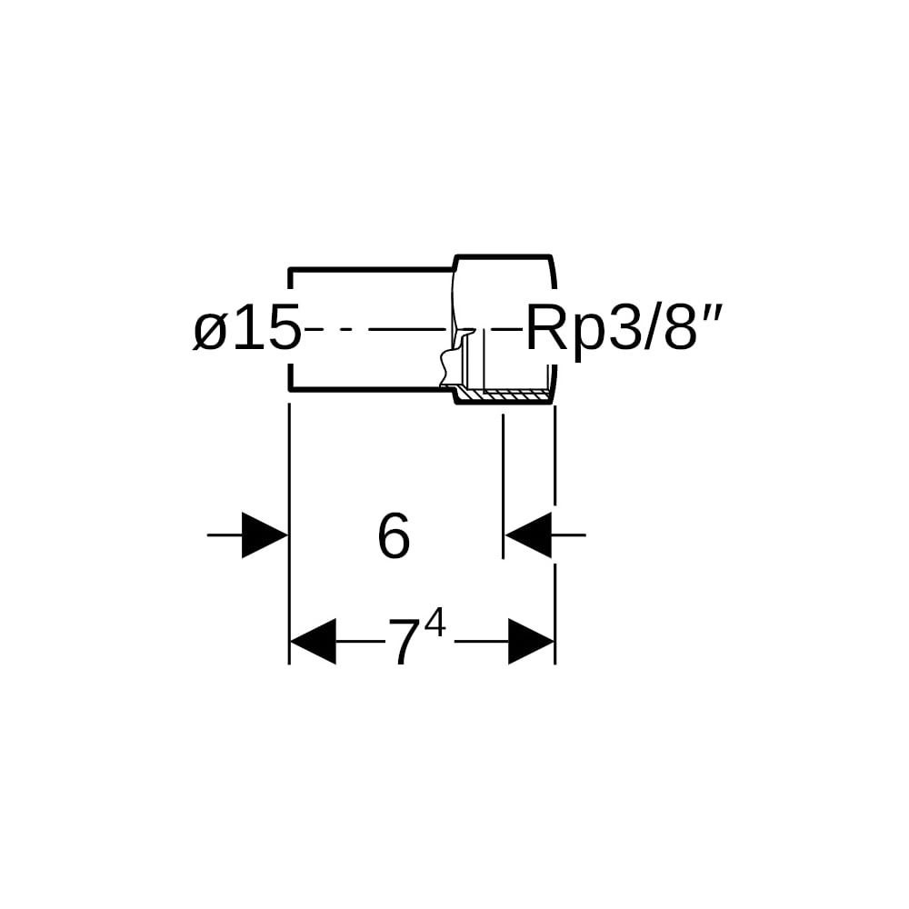 Geberit Mapress C-Stahl Übergang mit Innengewinde, Einschubende d 15mm, Rp 3/8″... GEBERIT-21908 4024723219088 (Abb. 5)