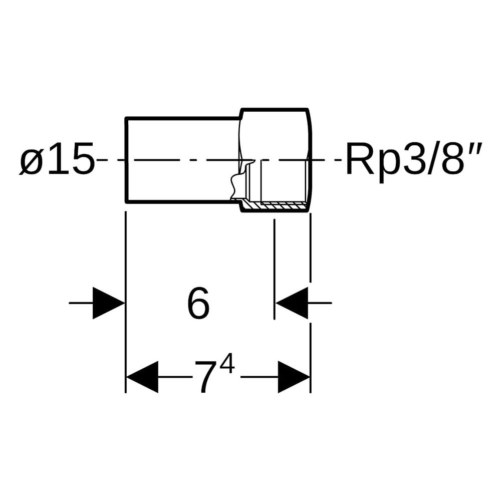 Geberit Mapress C-Stahl Übergang mit Innengewinde, Einschubende D 15mm, Rp 3/8"... GEBERIT-21908 4024723219088 (Abb. 6)