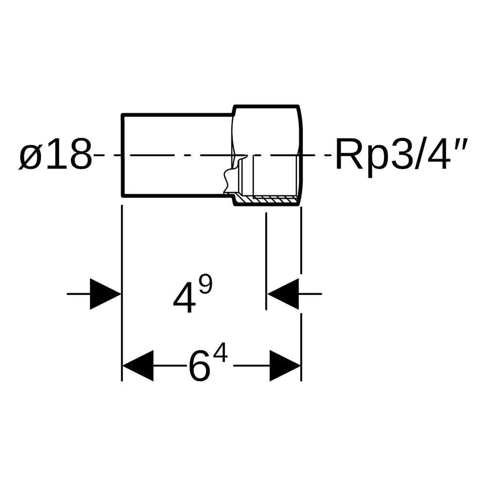 Geberit Mapress C-Stahl Übergang mit Innengewinde, Einschubende D 18mm, Rp 3/4"... GEBERIT-21904 4024723219040 (Abb. 6)
