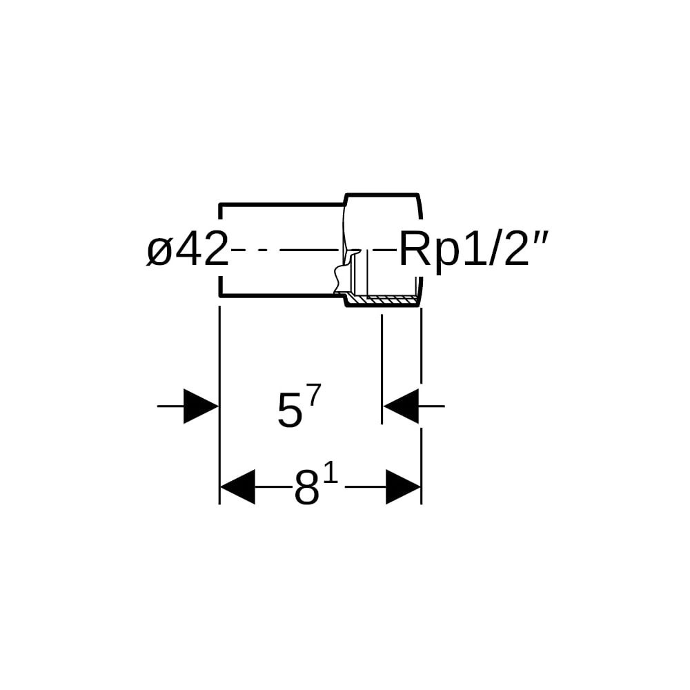 Geberit Mapress C-Stahl Übergang mit Innengewinde, Einschubende d 42mm, Rp 1/2″... GEBERIT-21914 4024723219149 (Abb. 5)