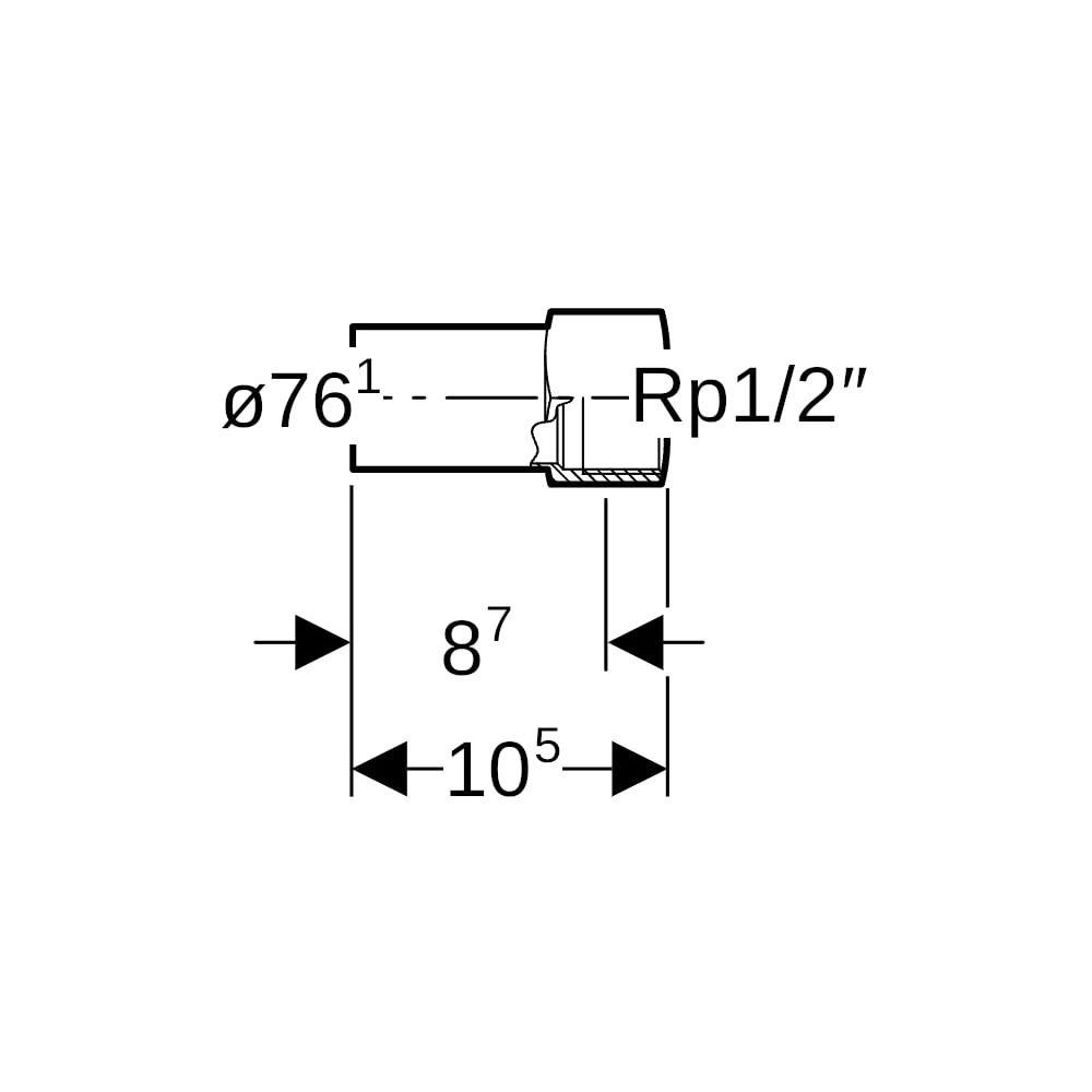 Geberit Mapress C-Stahl Übergang mit Innengewinde, Einschubende d 76.1mm, Rp 1/2″... GEBERIT-21918 4024723219187 (Abb. 5)